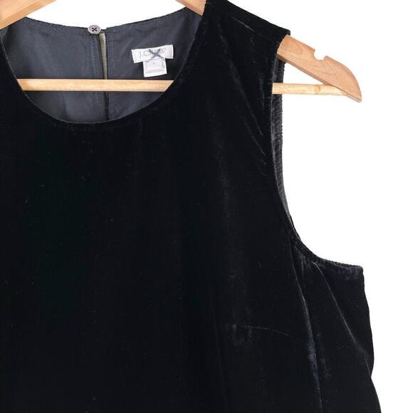 J.Crew Drapey Black Velvet Peplum Sleeveless Tank Top, Size‎ 8 - Picture 5 of 10